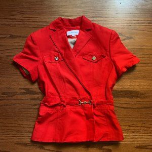 Calvin Klein Red Short Sleeved Wrap Suit Jacket